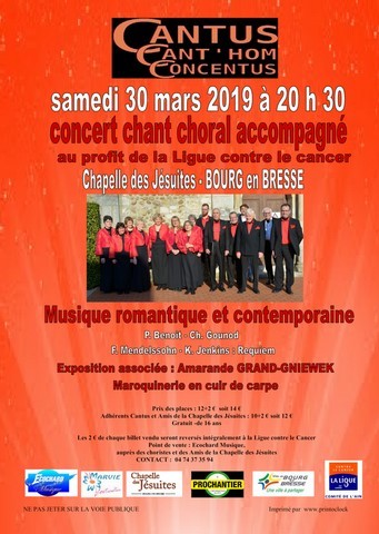 CONCERT annuel 2019 des Choeurs CANTUS à Bourg-en-Bresse